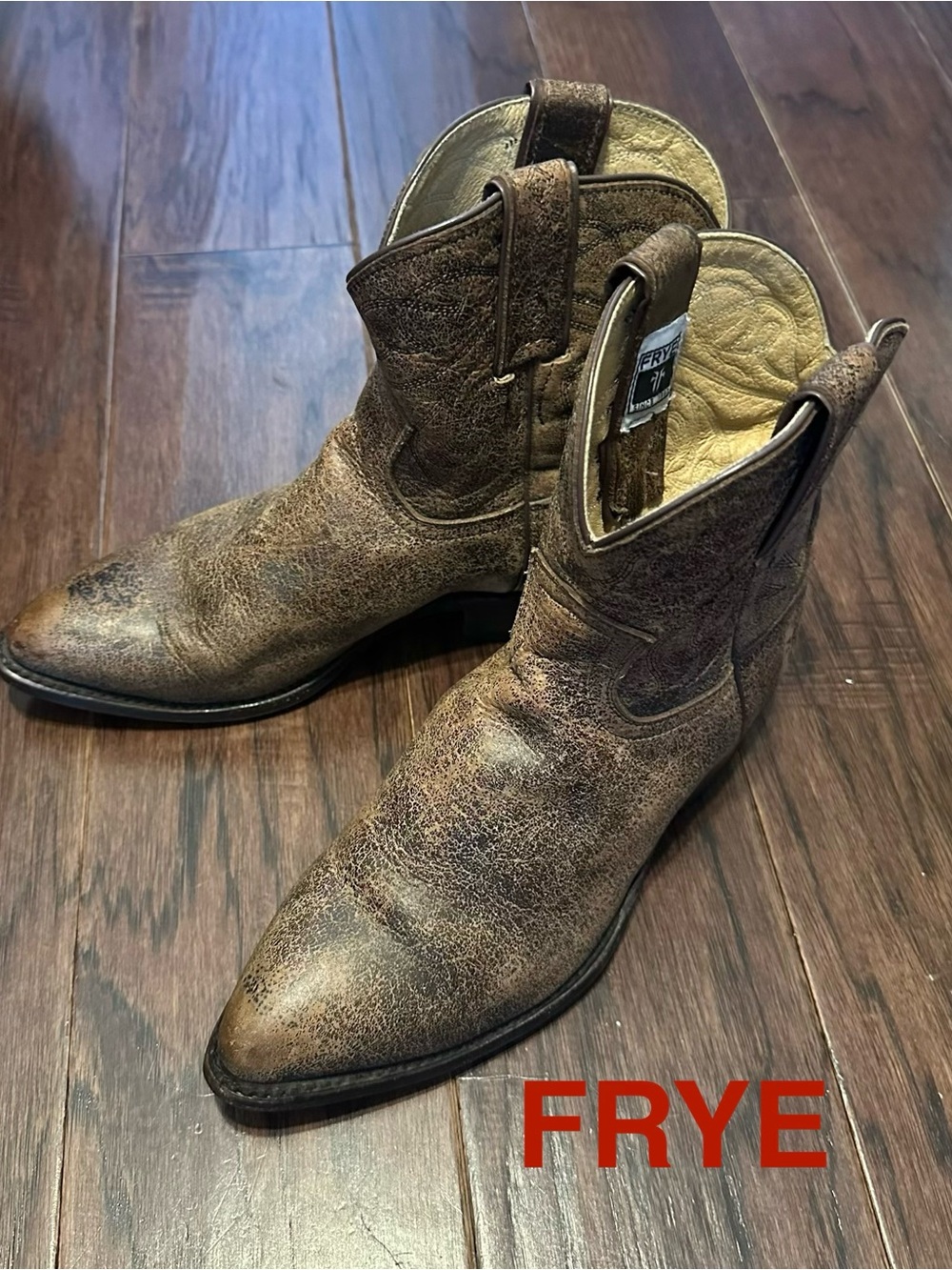 FRYE | “Billy Short” Distressed Brown Leather Western Boot - Women’s 8.5